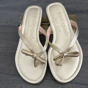 Kate Spade Metallic Gold Bow Sandals